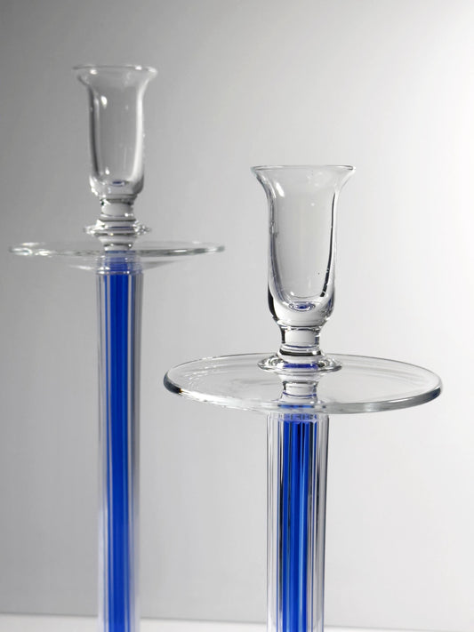 Vintage Kerzenständer Set von IVV für Industria Vetraria Valdarnese ultramarin blau