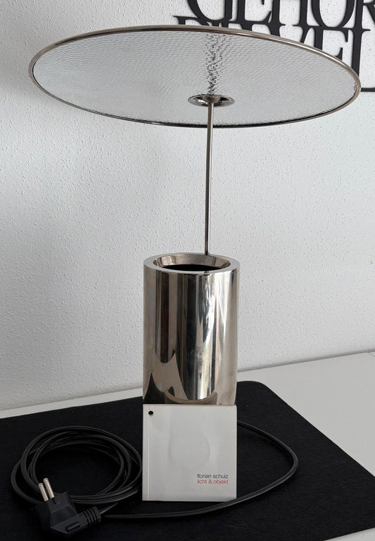 Vintage Tischlampe TOS von Florian Schulz für Florian Schulz silberfarben