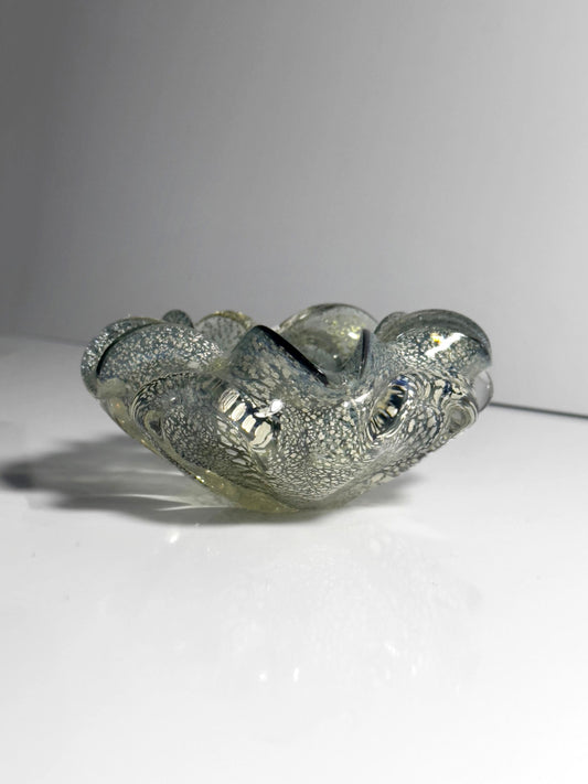 Vintage Murano Glasschale mit Silberblatt-Dekor, Italien 1960er