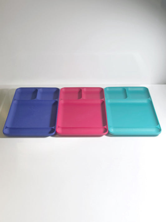 Vintage Picknickteller Tablett Set von 3 von Tupperware in ikonischen Farben