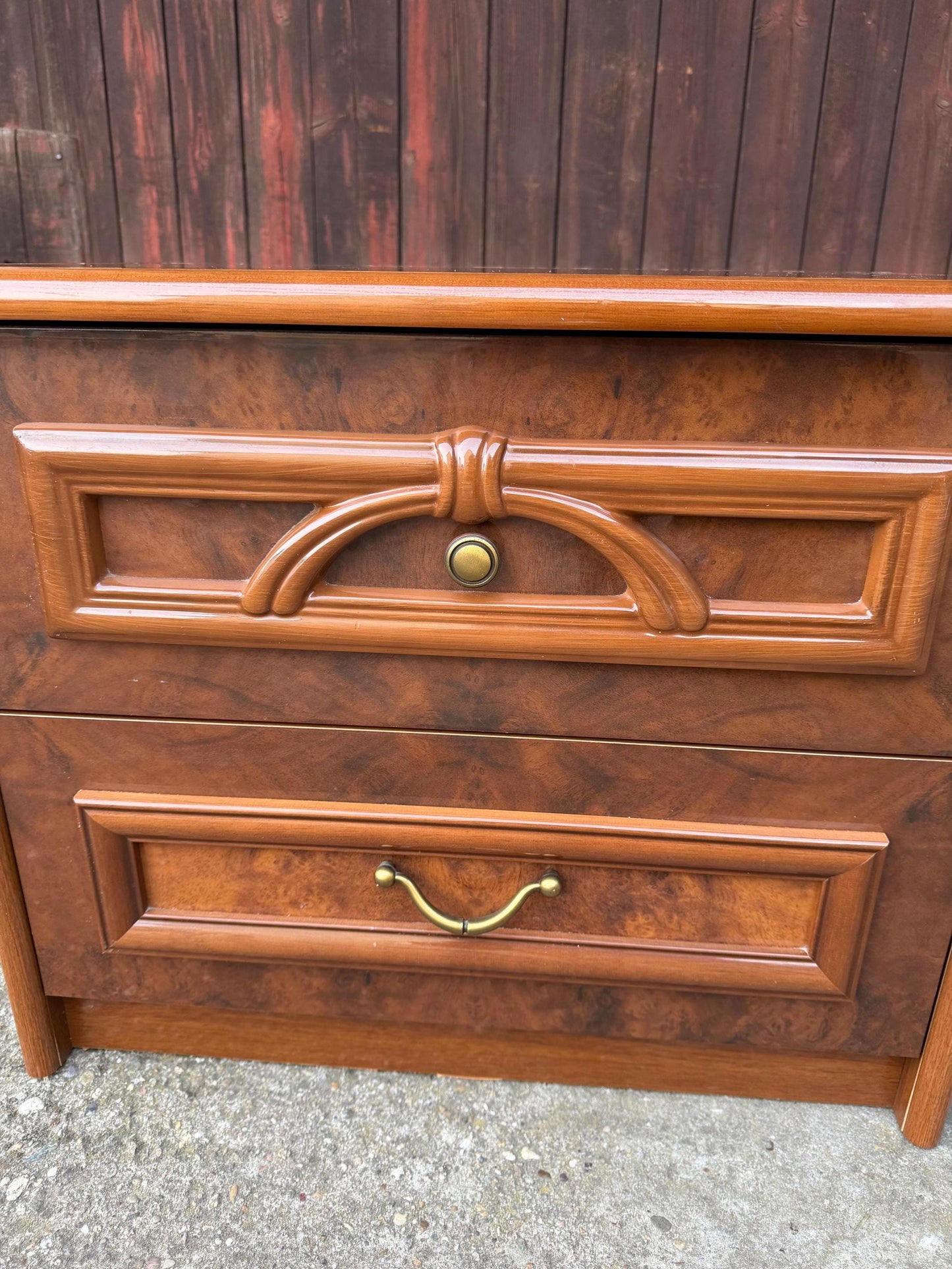 Vintage Nachtschrank Set von 2 mit Schubladen Teak Optik