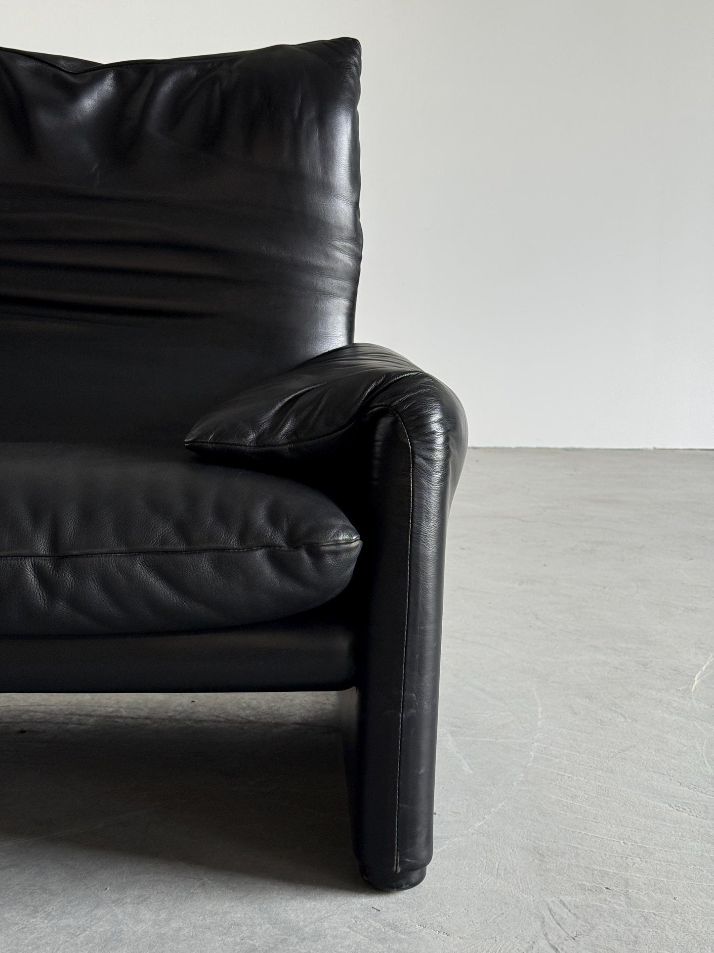 Vintage Sitzset Maralunga von Vico Magistretti für Cassina, schwarz