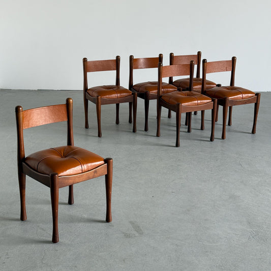 Vintage Set von 6 Esszimmerstuhl Modell 620 von Silvio Coppola für Bernini braun