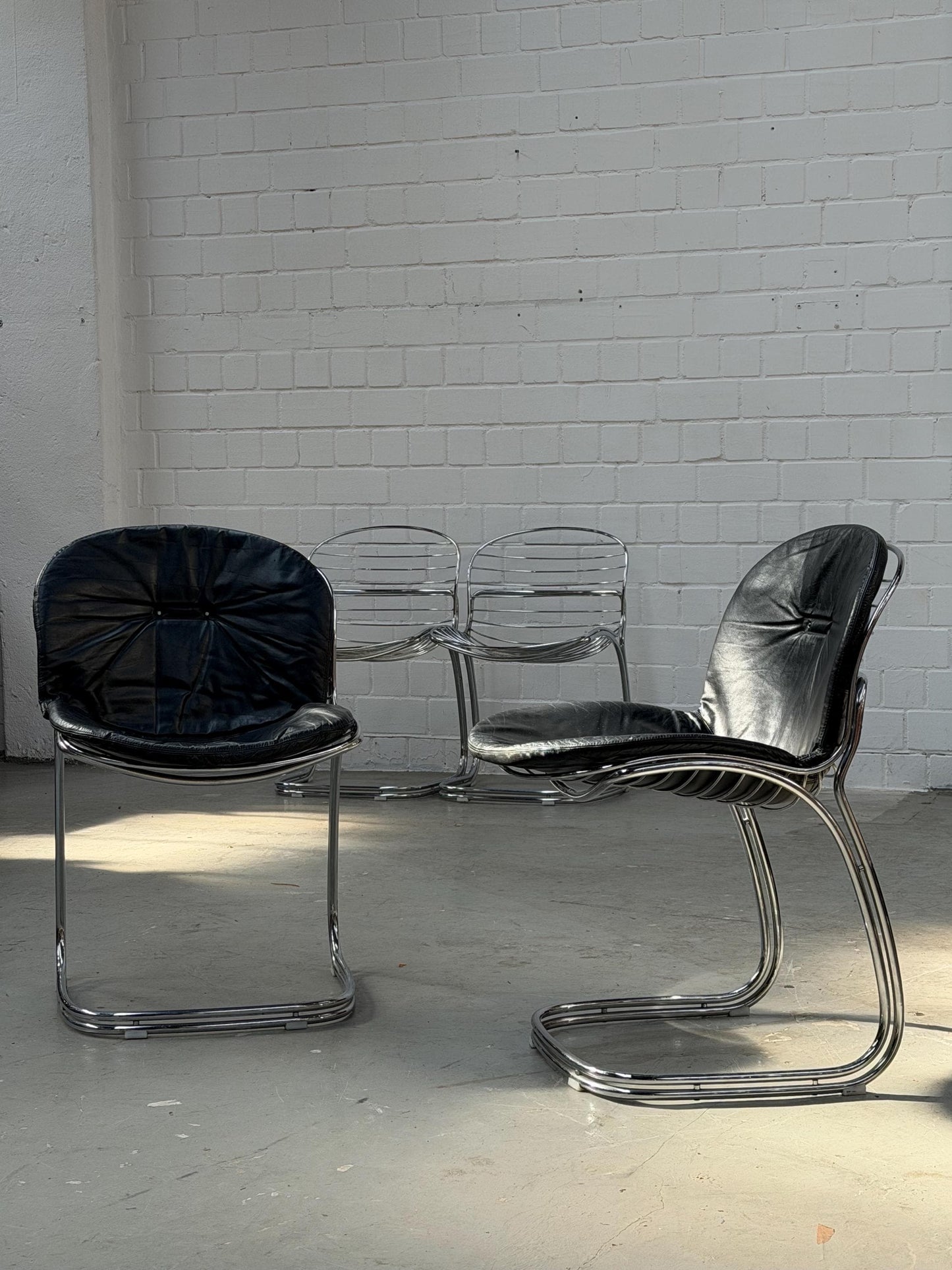 Vintage Sessel Sabrina von Giorgio Rinaldi für Rima Chrom, Schwarz