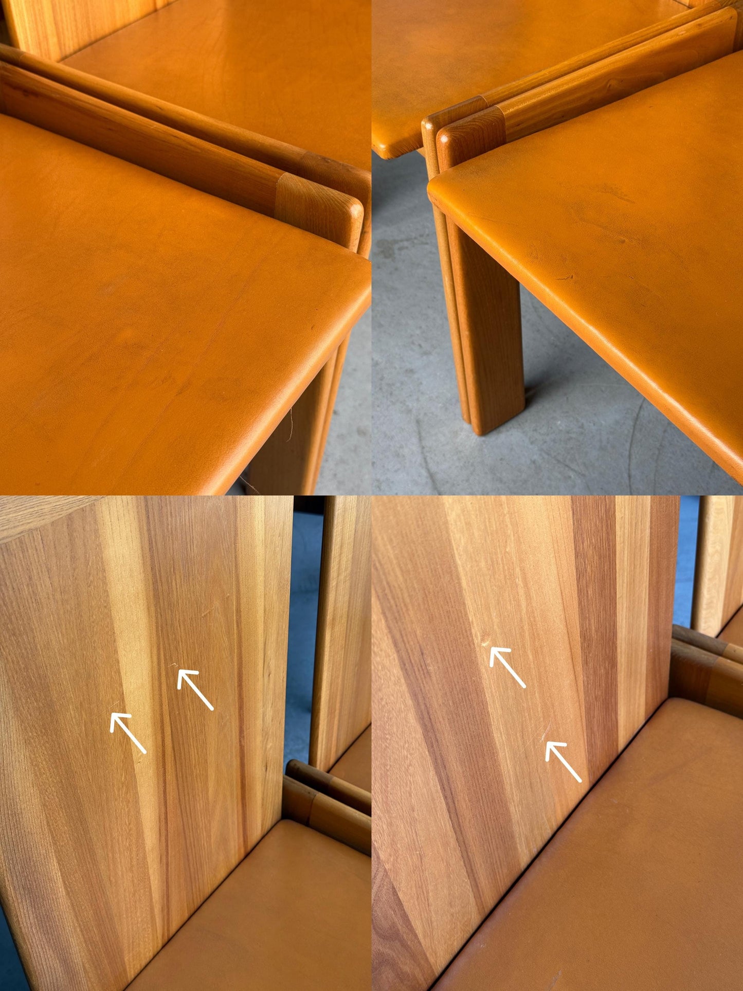 Vintage Set von 6 Esszimmerstuhl von Romanutti für Romanutti Ulmenholz, Leder