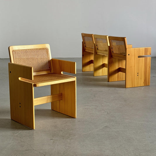 Vintage Sessel Kiefer und Rohrgeflecht naturfarben helles Naturholz