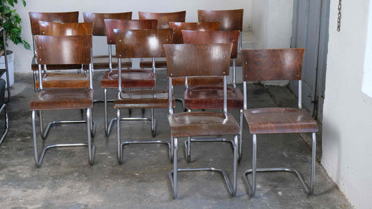 Vintage Bauhaus Freischwinger in dunkelbraun