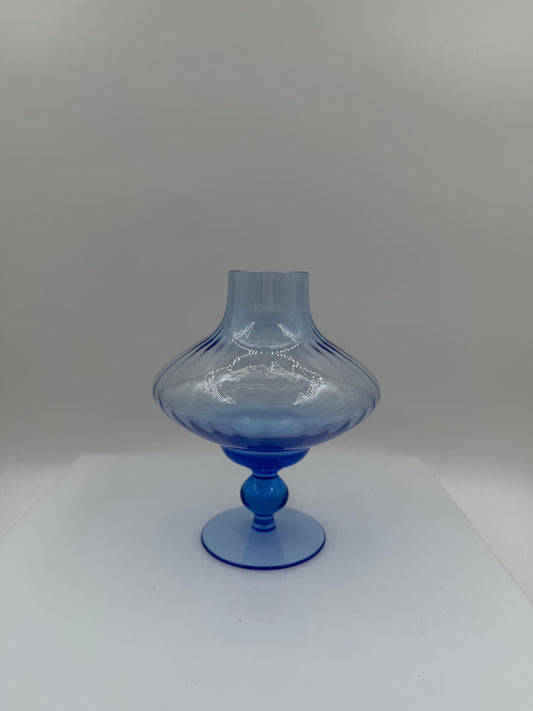 Vintage Glasvase von Lausitzer Glas, hellblau, mundgeblasen, Art Déco Stil, 1960er