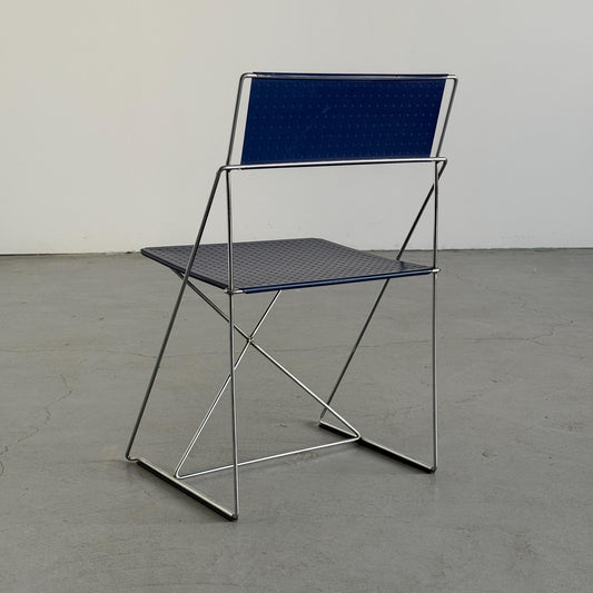 Vintage Stuhl X-Line von Niels Jørgen Haugesen für Magis, blau