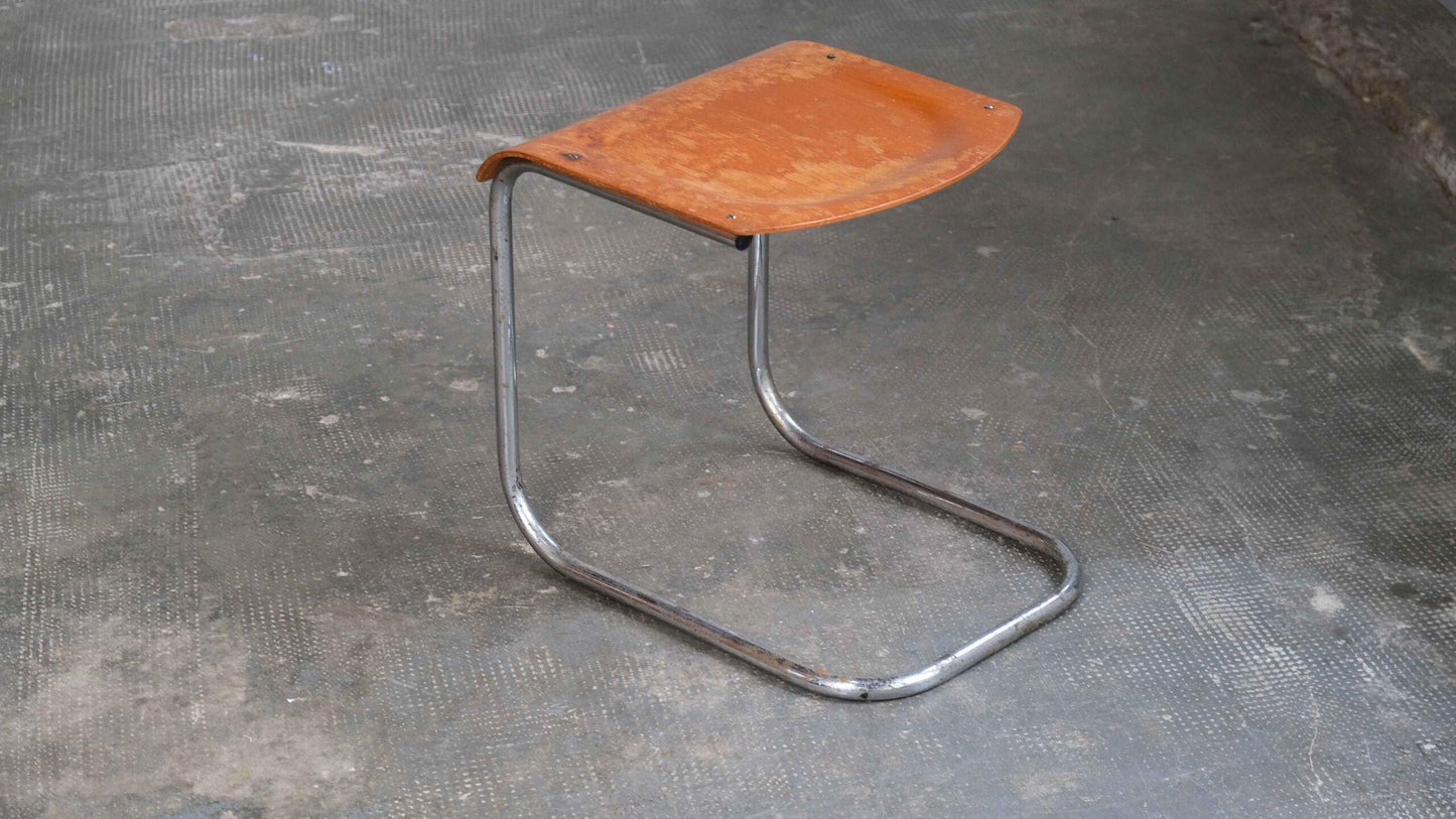 Vintage Bauhaus Hocker von Mart Stam in Hellbraun
