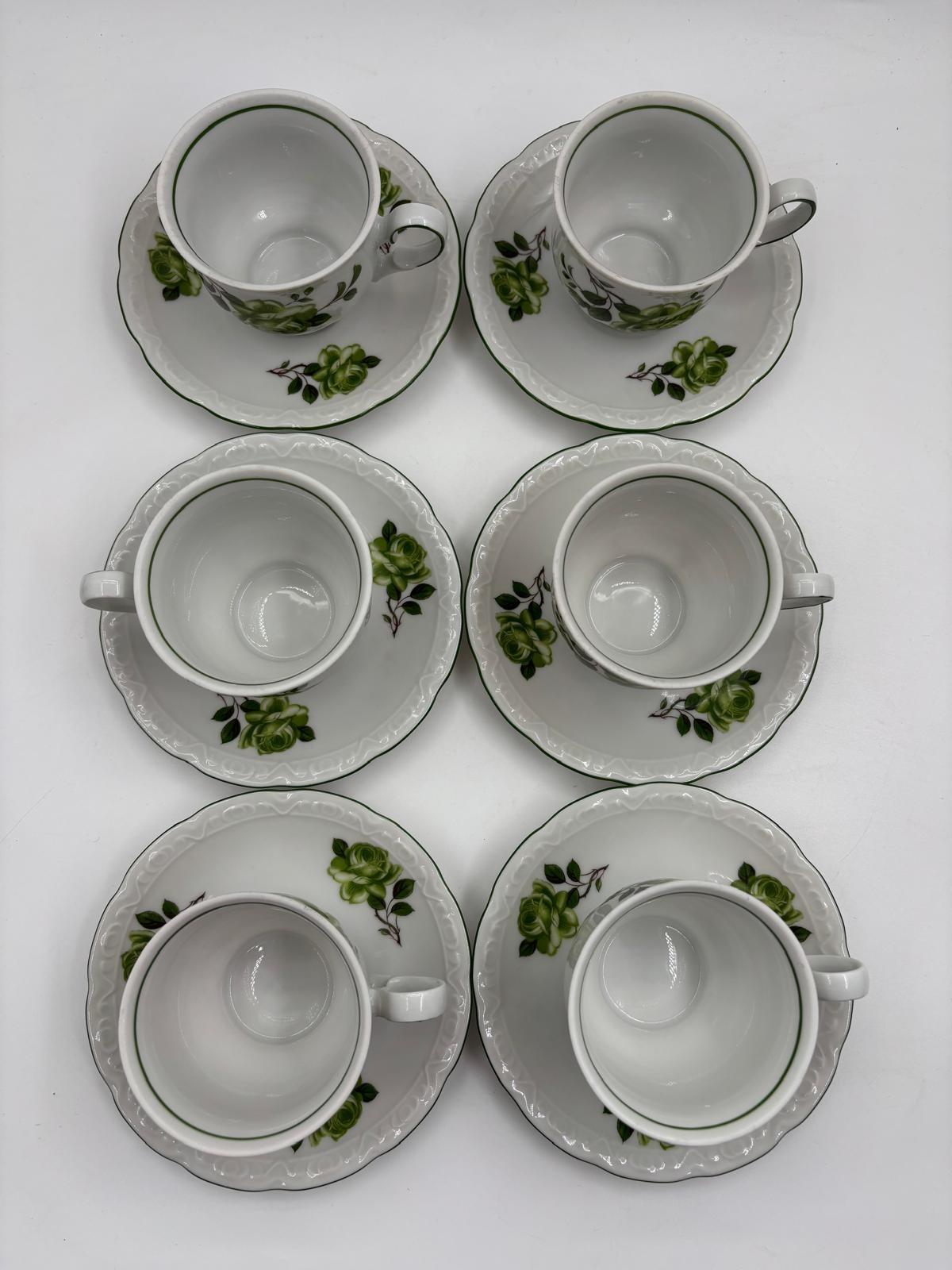 Vintage Mokka- und Kaffeeservice von Mitterteich Bavaria aus weißem Porzellan mit Goldakzenten