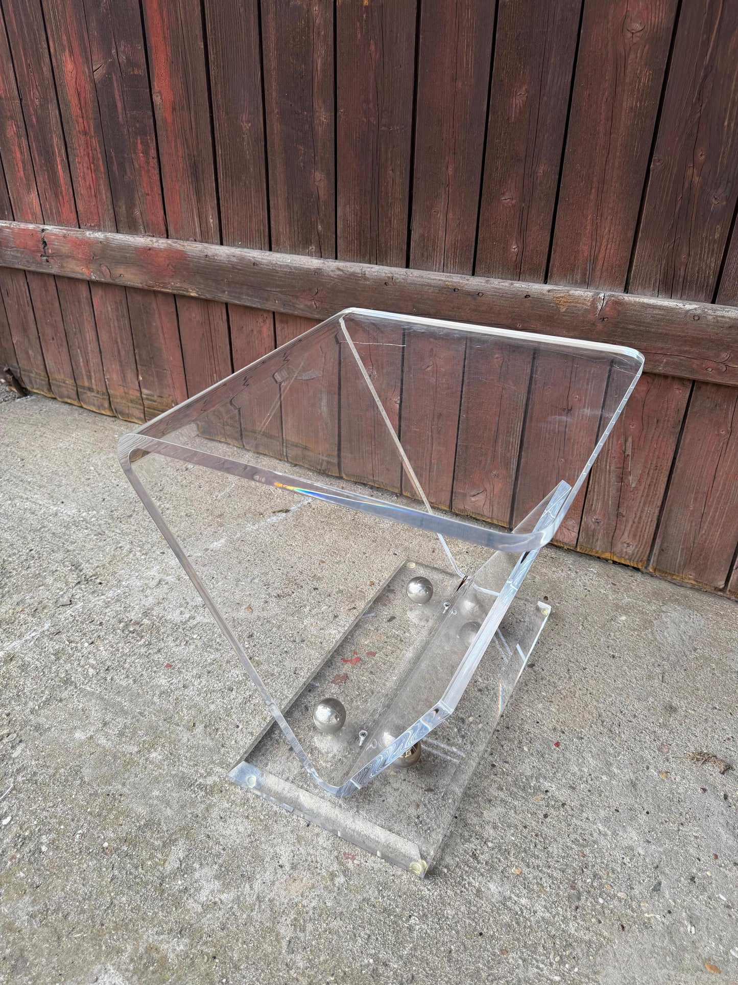 Vintage Beistelltisch Lucite Z-Form im Stil von Charles Hollis Jones