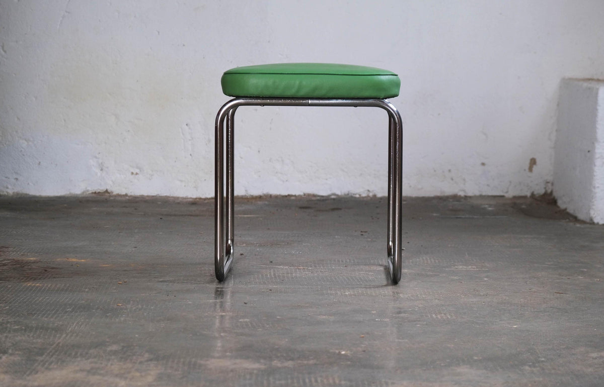 Vintage Bauhaus Hocker in Grün, Mauser zugeschrieben