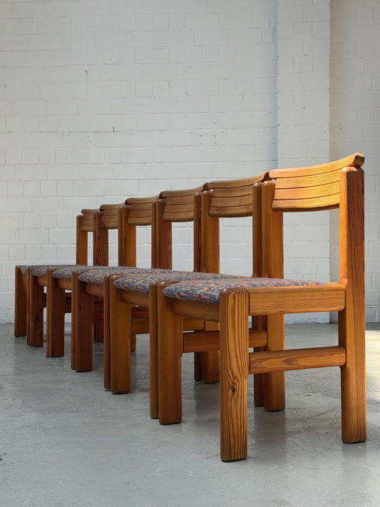 Set von 6 Vintage Esszimmerstuhl aus Kiefer im Stil von Rainer Daumiller