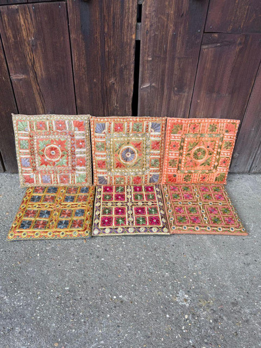 Set von 6 Vintage Kissenbezug aus Indien, Boho Folk Art