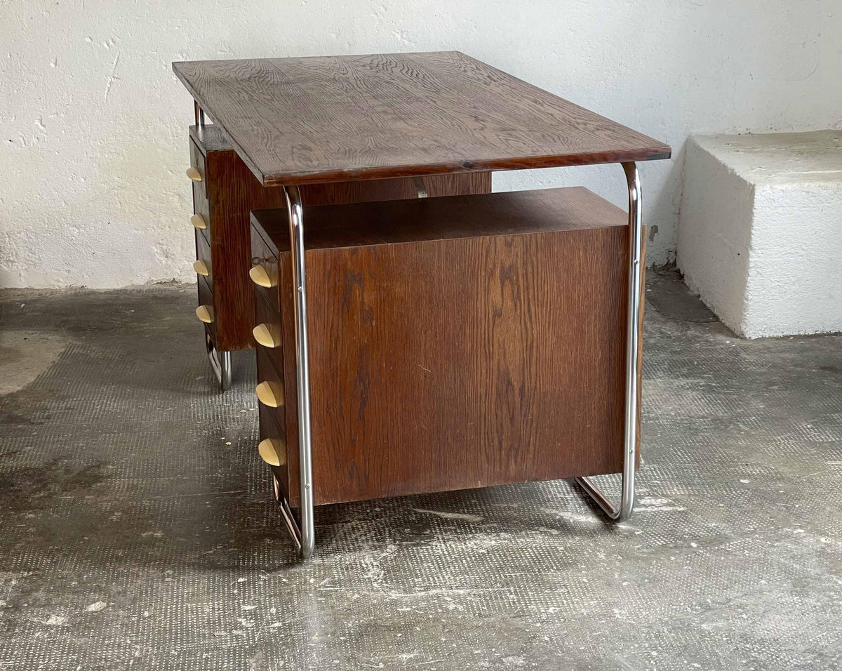 Vintage Bauhaus Schreibtisch von Kovona in dunkelbraun