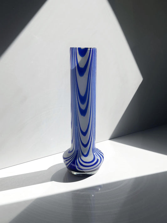 Vintage Vase von Carlo Moretti, kobaltblau-weiß, Italien 1970er