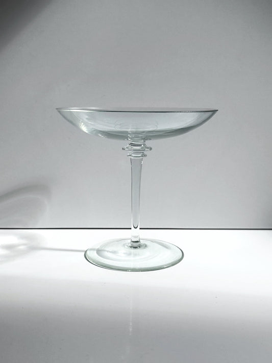 Vintage Glas Fußschale, mundgeblasenes Klarglas Tazza