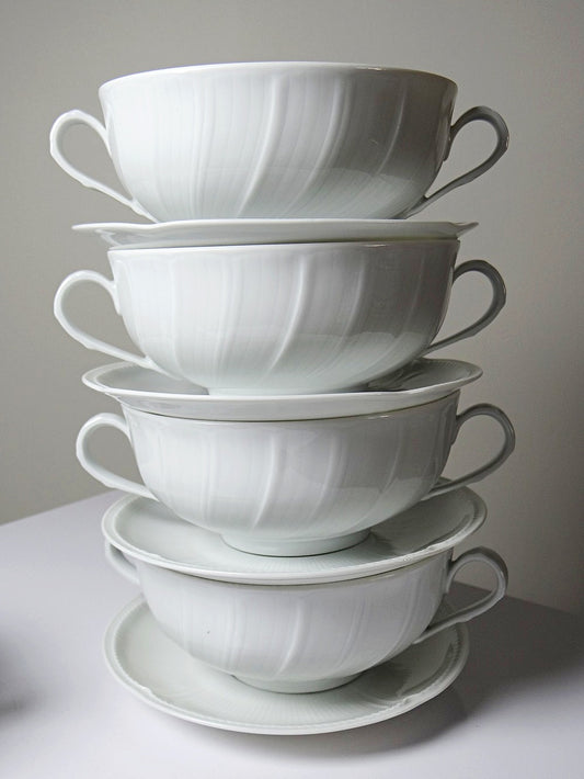 Set von 5 Vintage Tasse "Palm" von Bernardaud, zwei Henkel