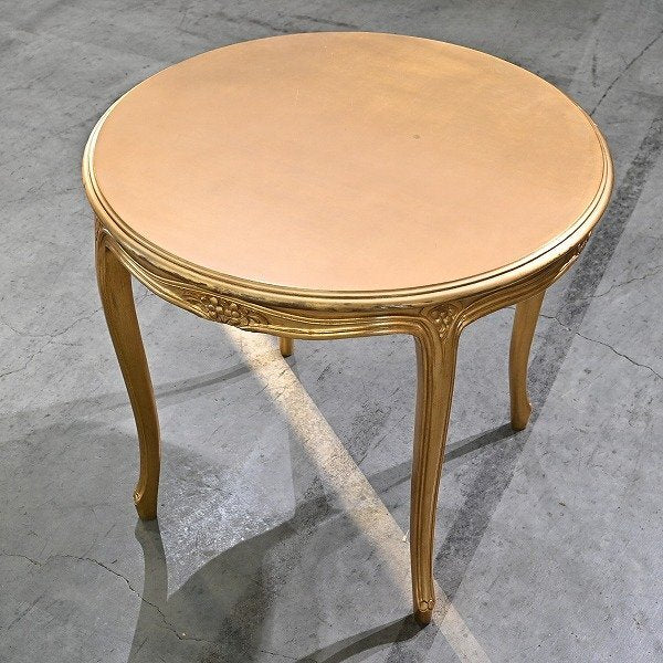 Vintage Beistelltisch im Louis XV Stil mit Cabriole-Beinen und goldfarbenem Finish