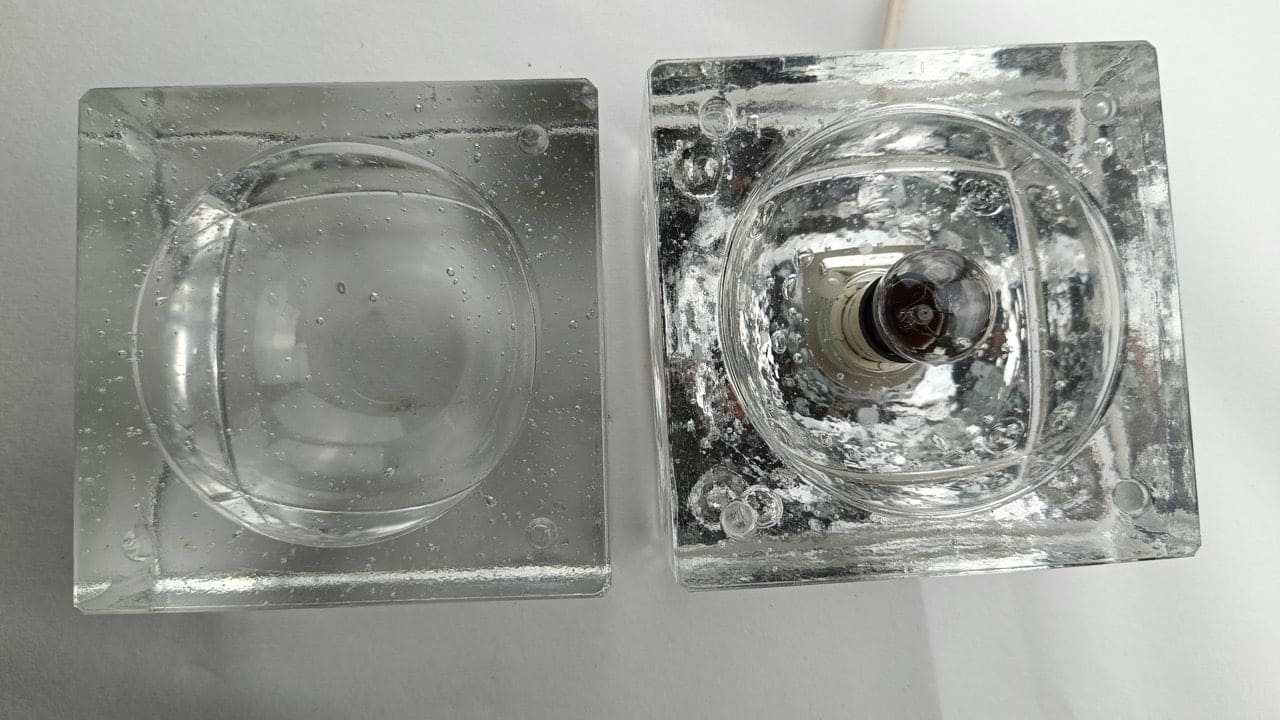 Vintage Lampe ICE CUBE von WILA München transparent Glas