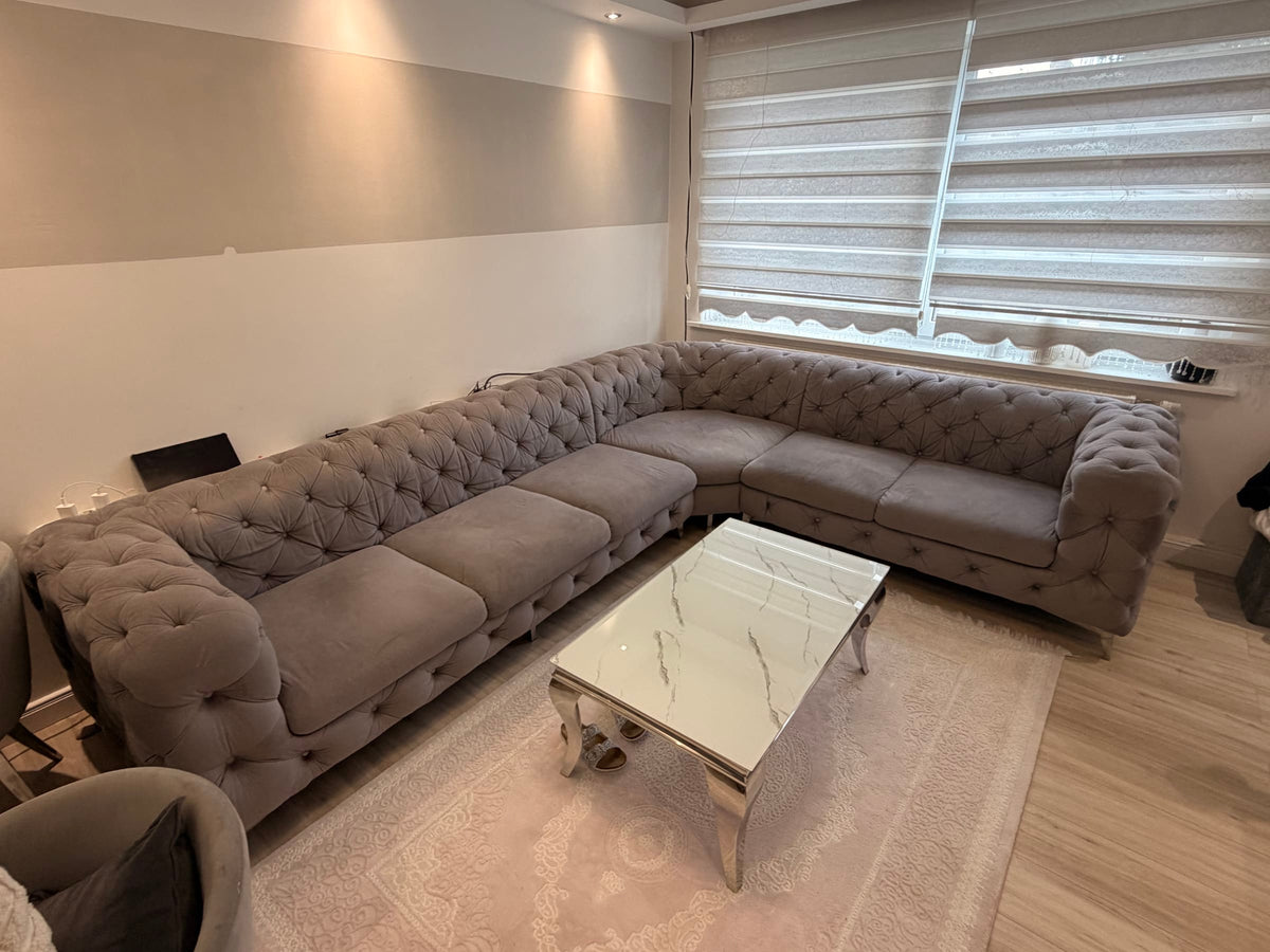 Chesterfield Ecksofa L-Form aus Samt