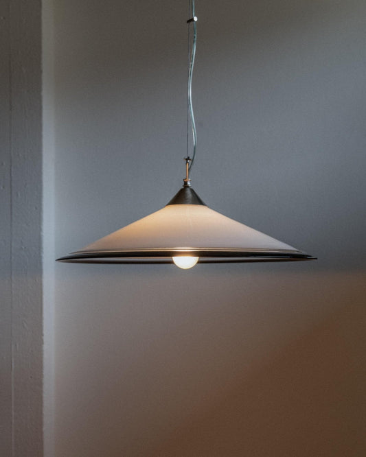 Vintage Murano Deckenlampe in Weiß Schwarz Edelstahl von Murano für Murano