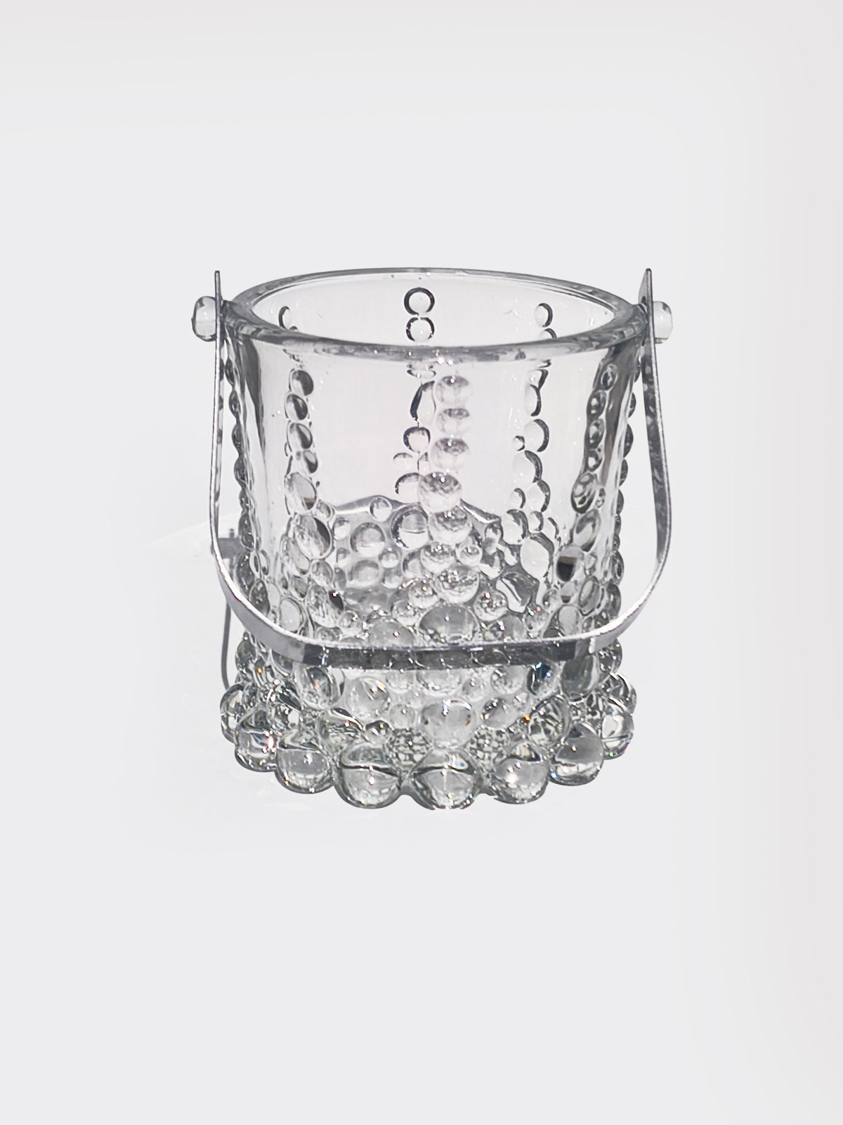 Vintage Glas Eiskübel 'Bubble' mit Metallgriff