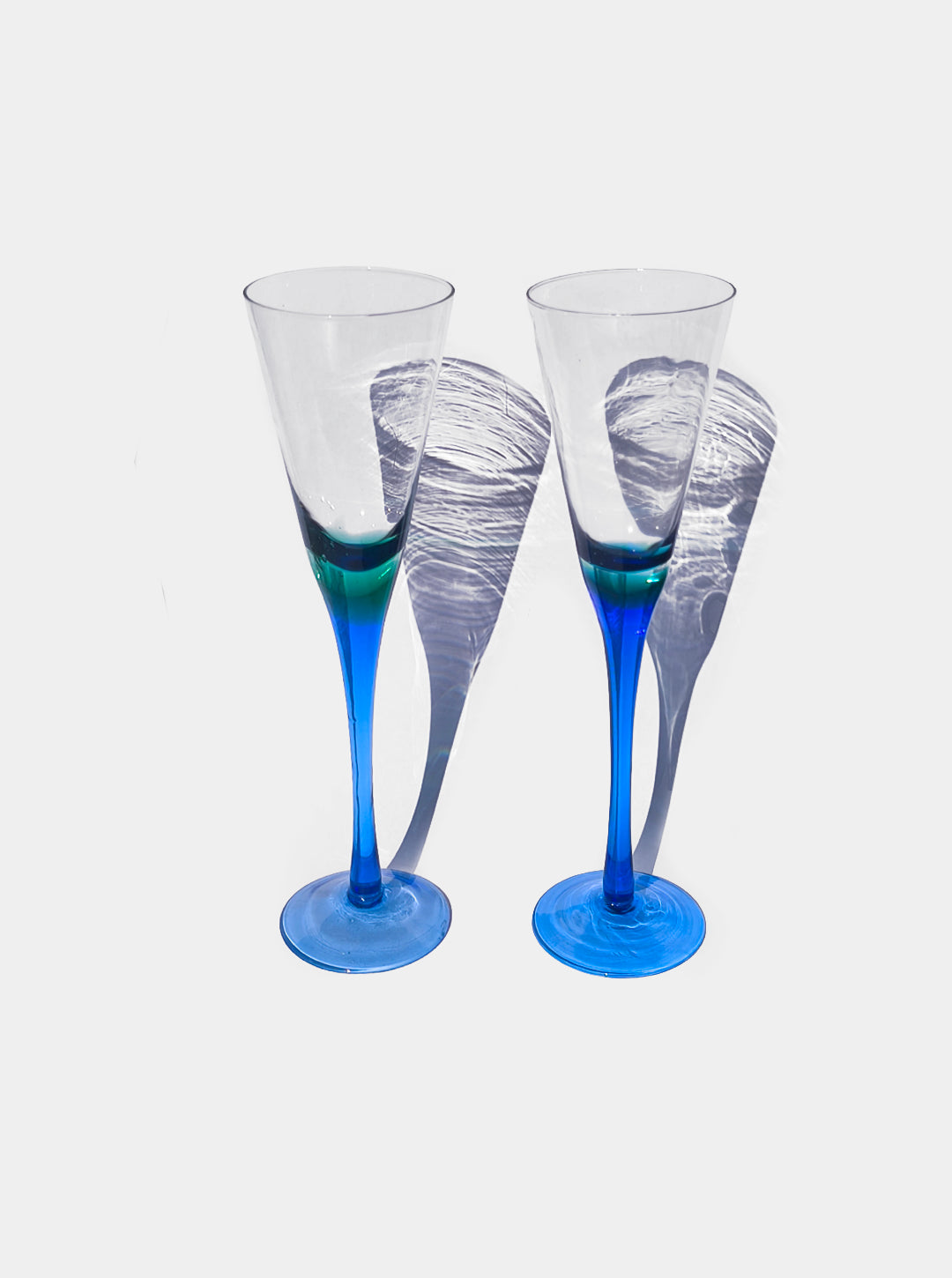 Set von 2 Vintage Champagnergläser Kobaltblau