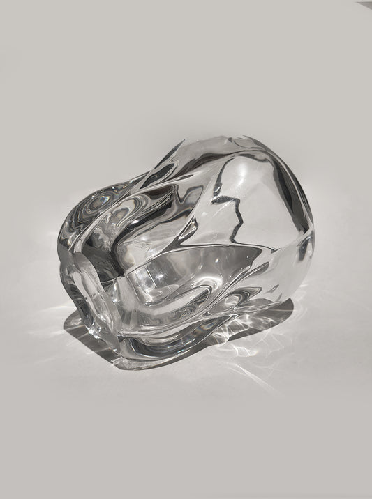 Vintage Kristallvase skulptural, 17 x 14 cm