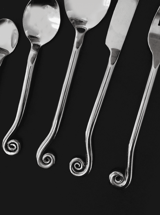 Vintage Cutlery Spiral Shape Silver Set of 5