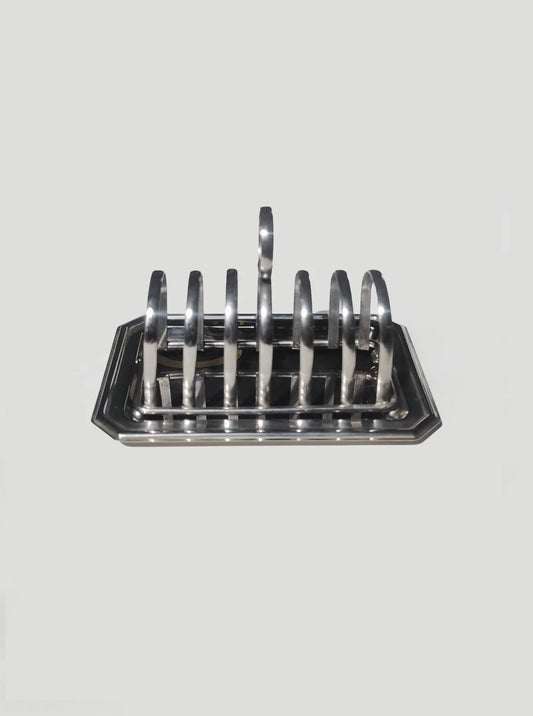 Vintage Toastständer mit Tablett, versilbert
