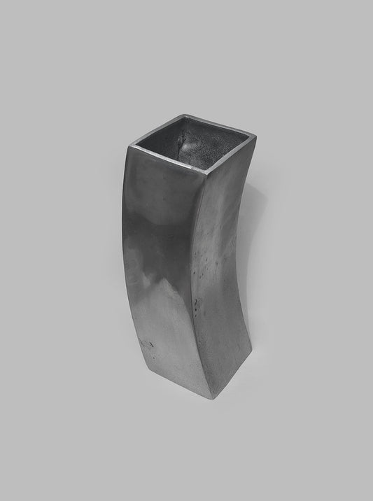 Vintage Vase Metall Silber, geschwungene Form
