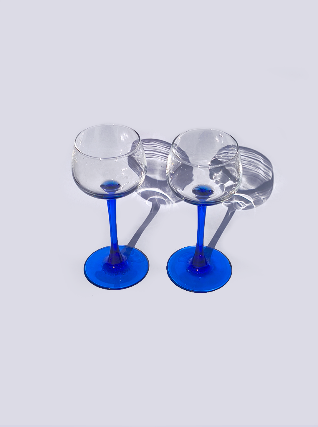 Set von 2 Vintage Weingläser Blau