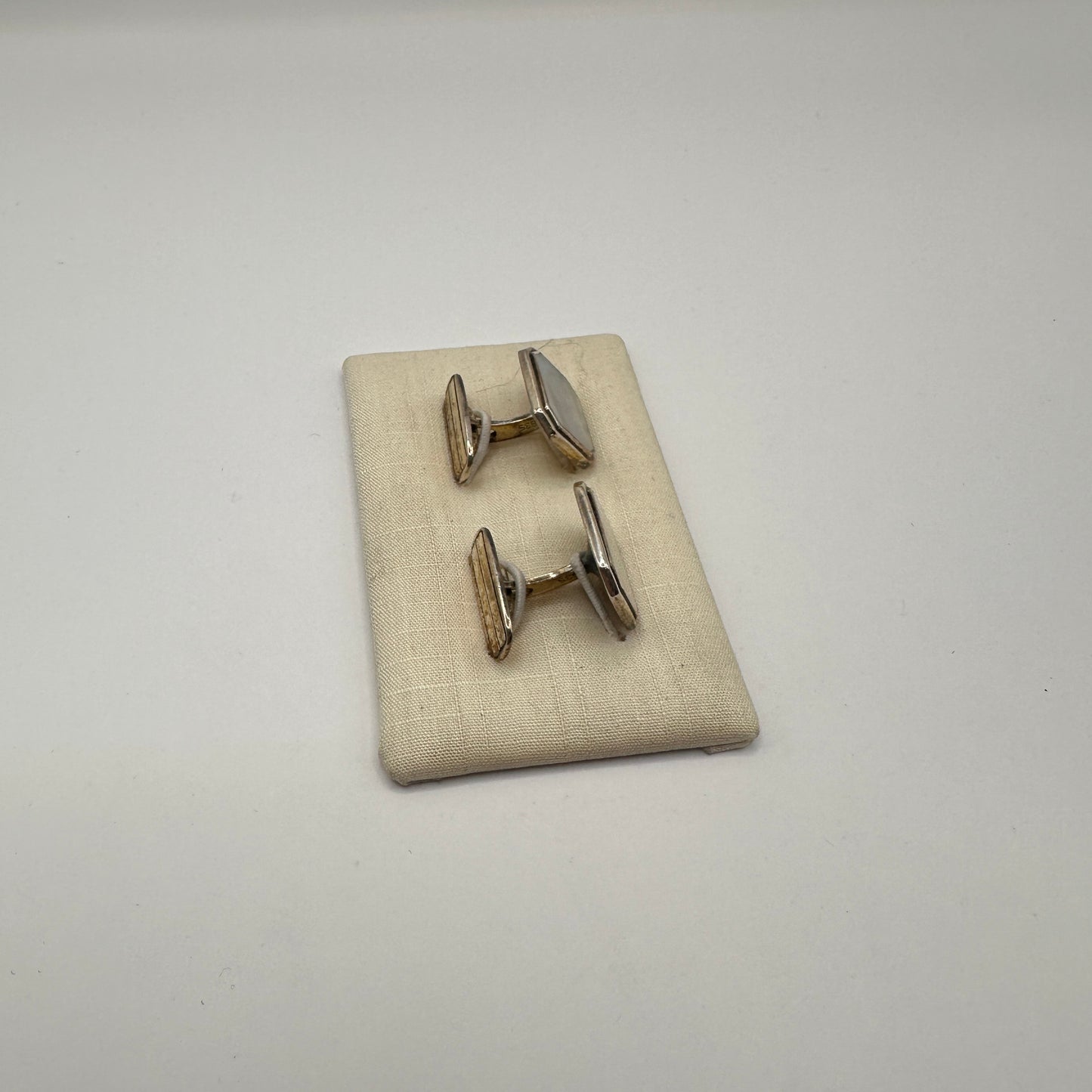 Vintage Manschettenknopf mit Perlmutt-Inlay aus 925er Silber