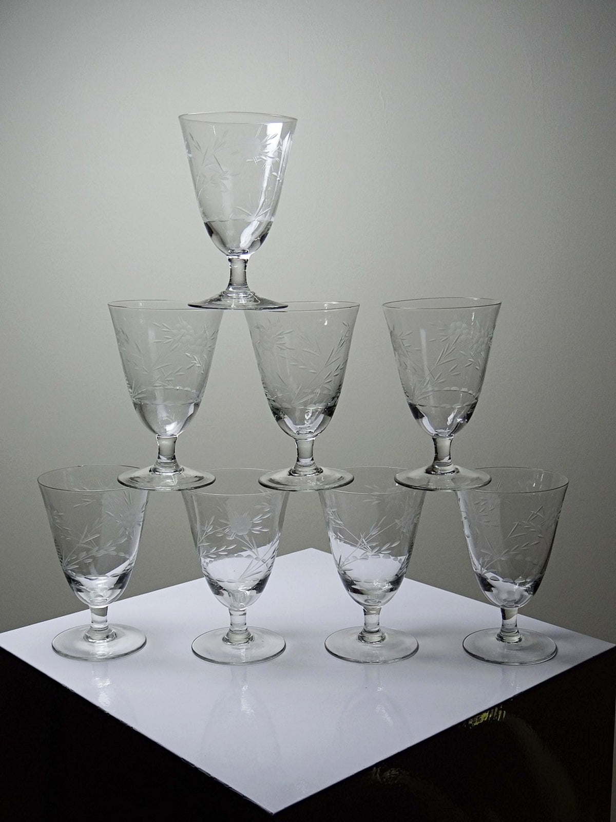 Set von 8 Vintage Weingläser aus Kristallglas, Böhmen