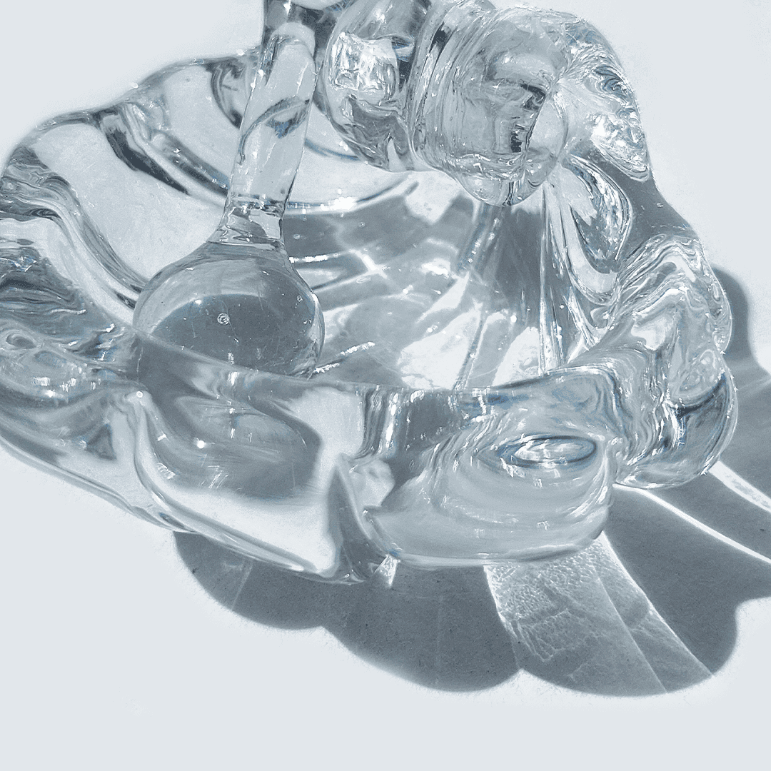 Vintage Bowl Moutardier Coquillage Glass Transparent