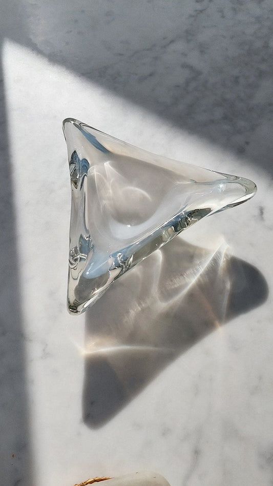 Vintage Ashtray Murano Triangle by Murano Glass Opaque White Transparent