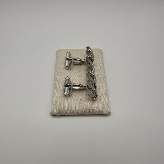Vintage Manschettenknopf Panzerketten-Design aus 925 Sterling Silber
