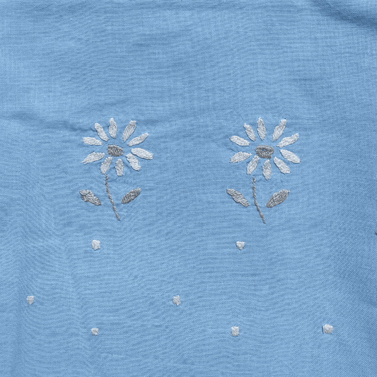 Vintage Tischdecke Margeritenmuster Blau
