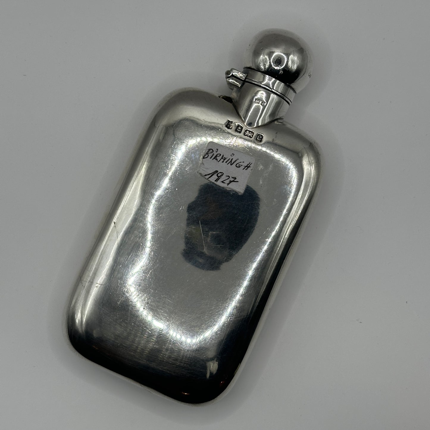 Vintage Silber-Hipflasche Flachmann Birmingham 1927 Sterling Silber