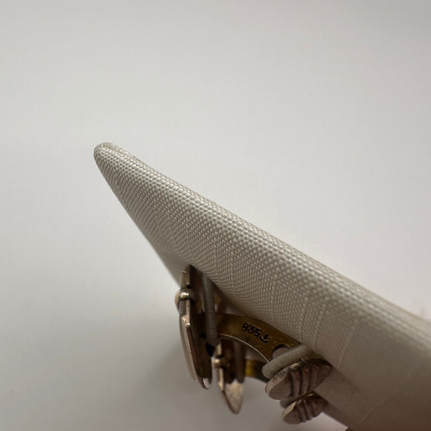 Vintage Manschettenknopf Set von 2, oval, 835 Silber, Linien-Dekor, deutsche Silberschmiedekunst