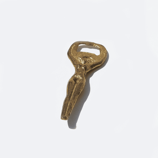 Vintage Flaschenöffner Frau aus Messing Gold
