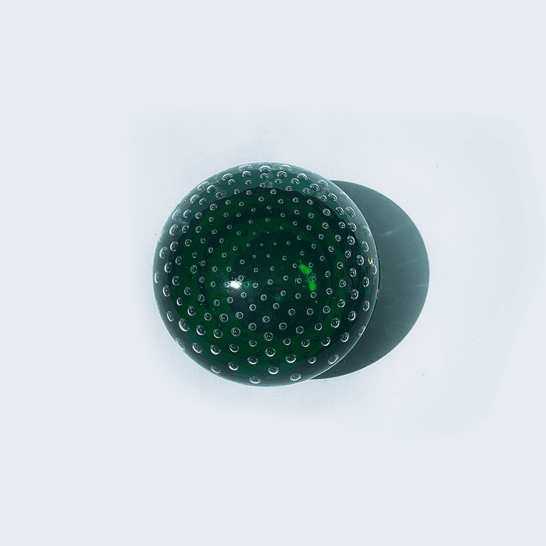 Vintage paperweight bubble glass dark green transparent 8 cm