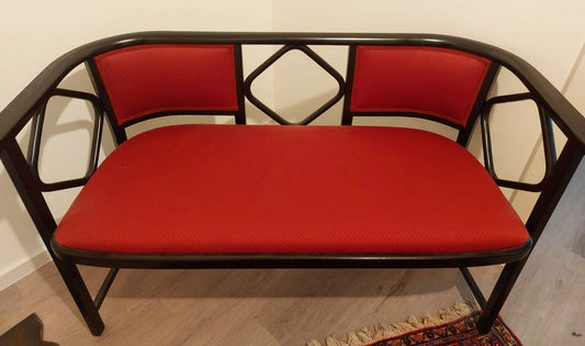 Vintage Sofa "Fledermaus" von Josef Hoffmann für Thonet dunkelbraun rot