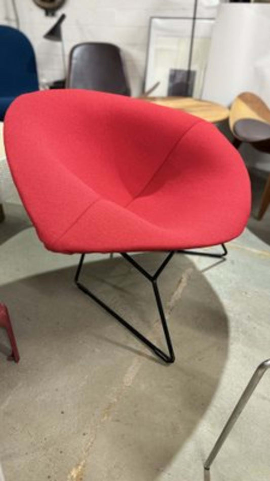 Vintage Diamond Chair Modell 420 von Harry Bertoia für Knoll International rot-schwarz-purpurrot