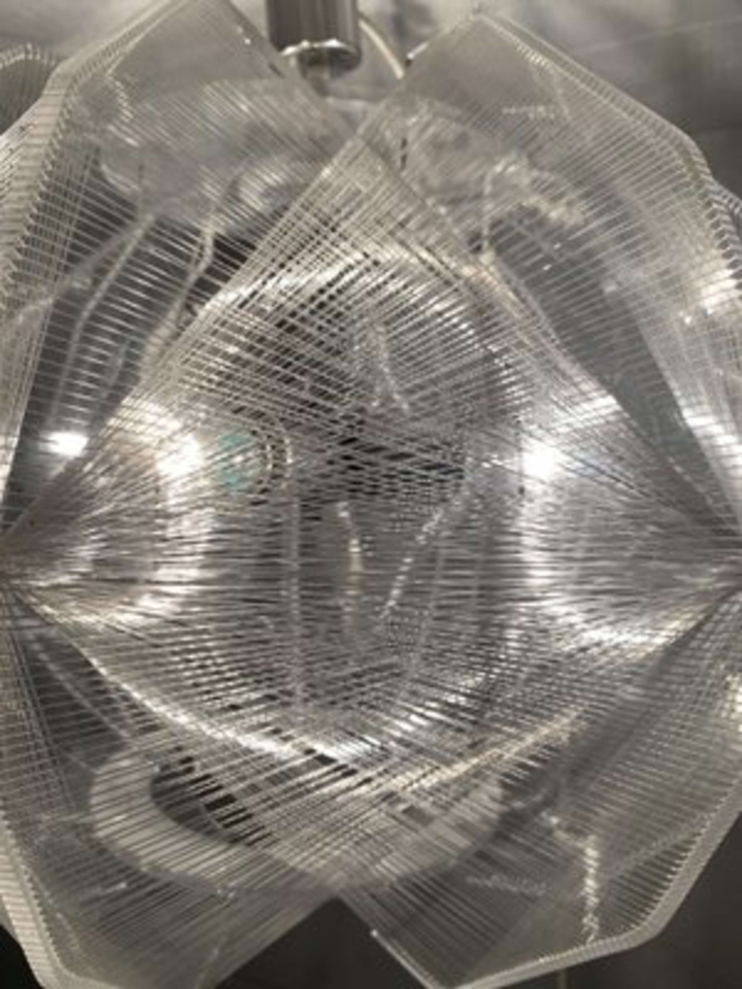 Vintage Deckenlampe von Paul Secon für Sompex durchsichtig, silber, weiß Set von 2