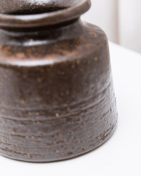 Vintage Keramikvase organische Form dunkelbraun von Rudi Stahl Studio Mid Century 1960er