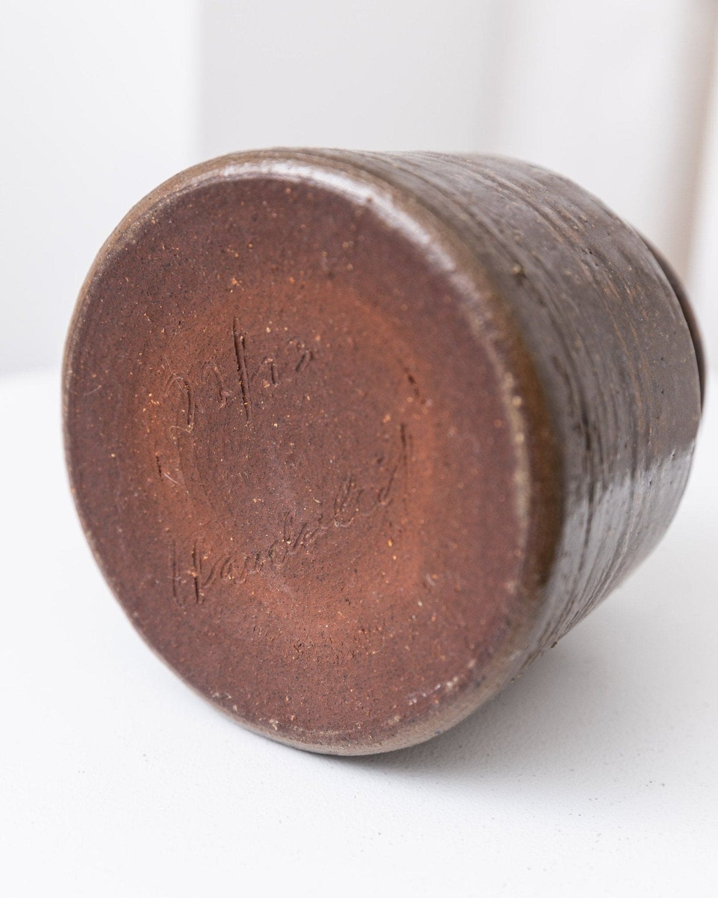 Vintage Keramikvase organische Form dunkelbraun von Rudi Stahl Studio Mid Century 1960er