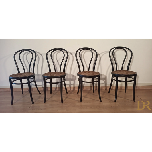 Italienische Bugholz-Esszimmerstühle im Thonet-Stil, 4er-Set